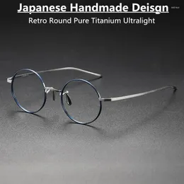 Sonnenbrillenrahmen Japanische handgemachte runde reine Titanbrille Rahmen Männer Frauen verschreibungspflichtige Brillen ultraleichte optische Brillen Gafas