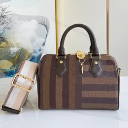 7A Shoulder Bag Women Spe 20 Pillow Baguette Fabric Shoulder Strap Gold Padlock Chocolate Brown Leather Canvas Brown Checkerboard Handbag Tote 20cm With Box L353
