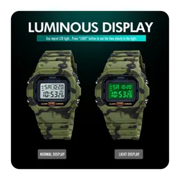 Skmei Square 1628 Cyfrowy zegarek męski elektroniczny wodoodporny wyświetlacz Luminous 12/24 -godzinny data zegara tydzień sportowy Montre Homme