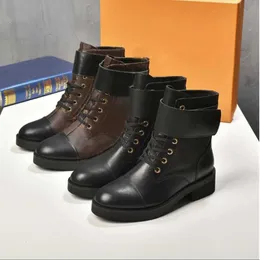 Women Designer Wonderland Flat Ranger Combat Boots Metropolis Martin Ankle Calfskin Leather and Canvas Territory Winter Sneakers With Original Box