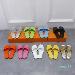 2023-Flash Flate Cheel Slippers Summer Slippers Women Solid Color Slister Real Leather Slides Slides 9 Colors