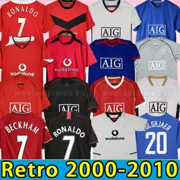 Manchesters Rooney Soccer Jerseys Retro Beckham 2000 2001 2002 2003 Ronaldo Giggs Scholes Man 2004 2005 2006 2007 2008 2008 2010 UTD przeciwko Nistelrooy