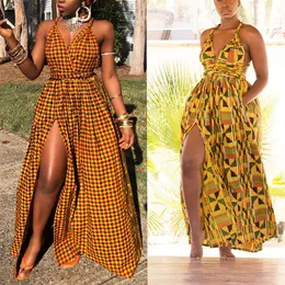 Afrykańskie sukienki dla kobiet 2020 Moda długa sukienka Maxi Floral Bazin Vestidos Dashiki Party African Ubrania Africaine2091