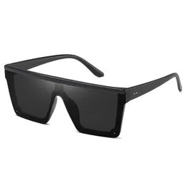 Übergroße quadratische Sonnenbrille für Damen und Herren, modisch, siamesische Gläser, flache Oberseite, Schildtöne