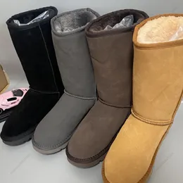 Klasyczne kobiety Ultra Mini But Designer Australian Platform Mężczyźni Real skórzane ciepłe 5815 Winter Ful Fut Furfy Furry Satynowe kostki buty Botki śnieżne 34-43