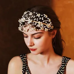 Headpieces handgjorda pärlor oregelbundna pärlhårhår för kvinnor lyxiga fest bröllop pannband accessoires huvudbonadsmycken