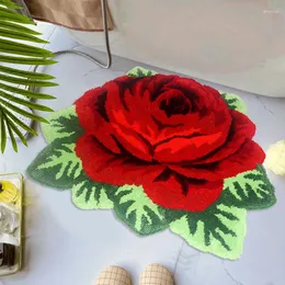 카펫 양질의 푹신한 매트 소프트 러그 아트 로즈 3D 꽃 카펫 방지 방