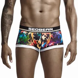 Cuecas SEOBEAN Men Underwear Confortável e respirável boxer Fashion Boxers com estampas coloridas Shorts Home Soltos Boxer J230713