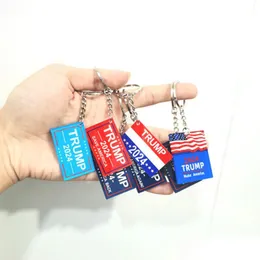 Keychains Lanyards 2024 Trump Key Chain Us Party Favor President Election Flag Pendant Stainless Steel Tags Ill Be Back Keyring Mi Dhg2L