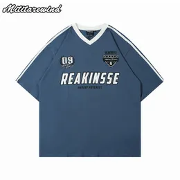 T-shirty męskie T-shirt męski Lato American Vintage Oversize Kontrast Kolor List Nadruk Para styl baseballowy Tees Hip Hop Luźne łączone topy 230712