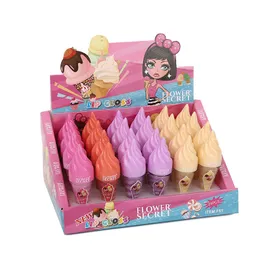 Lip Balm Wholesale 24pcs Ice Cream Shape Lip Gloss Fofo Duradoura Hidratante Cuidados com os Lábios Iluminador da Pele Bálsamo para os Lábios Cuidados com os Lábios 230712