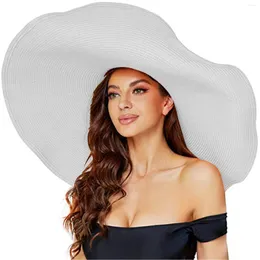 Wide Brim Hats Women's Summer Oversized Eaves Diameter Straw Hat Sunscreen Breathable Windproof Dome Foldable Sun Visor For Women
