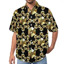 Camicie casual da uomo Cristalli Perline Stampa Camicia da vacanza Scintillante oro Hawaii Maschile Y2K Camicette Manica corta Abbigliamento grafico Taglia grande