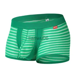 Unterhosen Mesh Männer Unterhosen Ouvert Sexy Herren Unterwäsche Höschen Eis Seide Boxershorts Männer Gestreifte Homosexuell Mann Unterwäsche Durchsichtig J230713