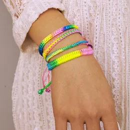 Charm Bracelets Boho Colorful Rope Sets For Women Men Handmade Woven Braided String Jewelry Gifts 4PCS/SET