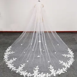 Wedding Hair Jewelry Real Pos Lace Wedding Veil One Layer 3.5 Meters Long Bridal Veil with Comb 1 Tier 3.5M Velos De Novia Wedding Accessories 230713