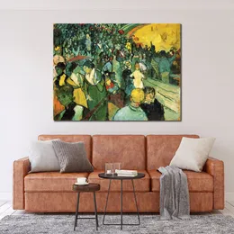 Handmade Canvas Art Vincent Van Gogh Painting Spectators in The Arena at Arles 1888 Village Landscape Artwork Bathroom Decor