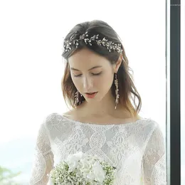 Copricapo Accessori per ghirlande nuziali da sposa con fascia per capelli in cristallo fatti a mano in oro moda