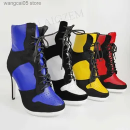 Boots Quality Women Ankle Boots Colorful Patchwork High Heels Boots Ladies Botines Shoes Woman Botas Mujer Big Size 38 39 47 T230713