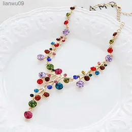 2023 Collana personalità creativa multicolore elemento austriaco collana clavicola di cristallo collana di fascino per le donne gioielli famosi L230704