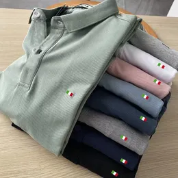 Erkek Polos%100 Pamuk Polo Gömlek Nakış Özel Gündelik Düz Renk Uyum Kısa Kollu Yüksek Kaliteli Moda Erkekler Yakel T-Shirt Üstler 230712