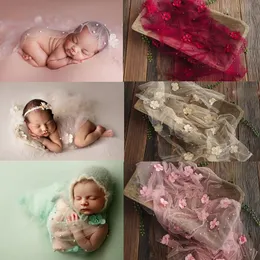 Lembranças nascidas P ography Prop Flower Solid Backdrop Cobertor Props Studio Shoots Floral Preal Lace Wrap Baby First Picture 230713