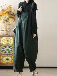 Women's Pants Autumn Retro Solid Color Oversized Overalls Loose Casual Fashion Temperament Straight Suspender Harem Trousers