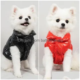 Odzież dla psów projektant ubrania dla zwierząt błyszcząca jagnięca kurtka puchowa dwunożna francuska Bldog Corgi zimowy ciepły modny płaszcz Drop Delivery Home Ga Dhf6R