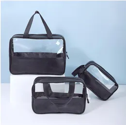 Women Make Up Case Travel Cosmetic Bag Fashion Transparent PVC Zipper Beauty Wash Organizer Toiletry Storage Bags 3pcs/set