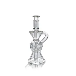 ワックスメイド5.51inch Leo Mini Clear Glass Dab Rig Glass Bongs Wax Oil Rigs With 6 Holes Design US Warehouse Retail Order無料配送