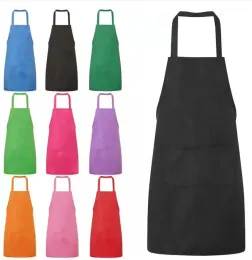New Printable customize LOGO Children Chef Apron set Kitchen Waists 12 Colors Kids Aprons with Chef Hats for Painting Cooking Baking 0713