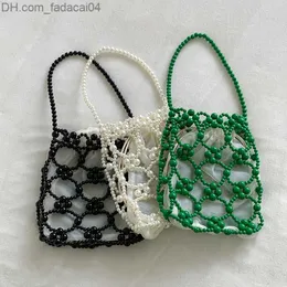 Evening Bags New Fashion Women's Beaded Bucket Bag Mini Pearl Dinner Bag Hollow Women's Youth Handbag Korean Women's Bag Set All Inclusive Sales Z230714