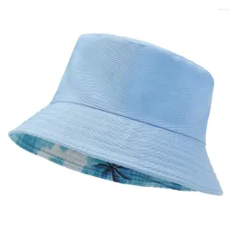 Berets Parent-Child Bucket Hat Children's Cap Outdoor Solid Color Sun Hats For Women Kids Double-Sided Fisherman Beach Bonnet