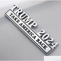Decoração de festa Metal Trump 2024 Take America Back Car Badge Sticker 4 Cores Drop Delivery Home Garden Festive Supplies Event Dhrpz