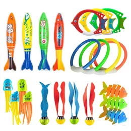 Sand Play Water Fun Summer Diving Toys Torpedos Bandits Stringed Octopus Diving Fish Ring Swimming Pool Water Games Training Gift Set Toys For kids 230712