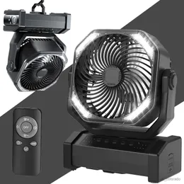 Electric Fans D12 20000mAh Camping LED Fan with Light Rechargeable Battery Powered Outdoor Tent Fan with Light R230714