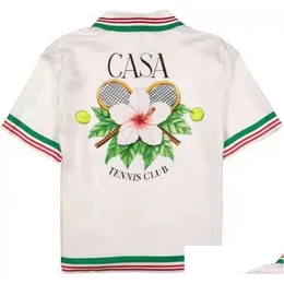 Camicie casual da uomo Casablanca Of Racing Silk Art Shirt 2023 Nuovi uomini autunno e inverno Dress Drop Delivery Apparel Abbigliamento uomo Dhvpo