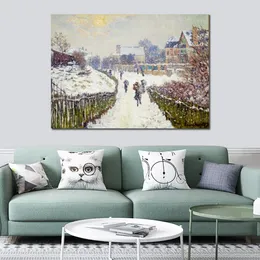 Canvas Wall Art Boulevard Saint-denis Argenteuil in Winter Claude Monet Painting Handmade Oil Artwork Modern Studio Decor