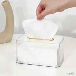 Tissue Boxes Napkins Tissue Box High Capacity Easy Refill Dust-proof Transparent Visible Desktop Facial Tissue Box for Bedroom R230714