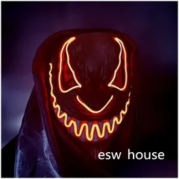 Party Masks Halloween med LED Light Scary Movies 3 Lighting Mode El Wire Festival Cosplay Costume For ADT Drop Delivery Home Garden DHPQL