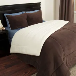 Lavish Home 3-Piece King Size Comforter Set Cozy Sherpa Bedding, Chocolate