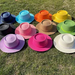 Breite Krempe Hüte Eimer Hüte Sommer Bunte Kette Panama Hut frauen Stroh Fedora Männlichen Cowboy Sonnenhut Frauen Sommer Strand britischen Stil Chapeau Jazz Trilby Cap 230713