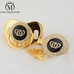 Miyocar Gold Silver Bling Rhinestone Crown 아름다운 블링 젖꼭지 및 젖꼭지 클립 BPA 더미 독특한 디자인 GCR2309A