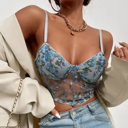 Canotte Canotte Reggiseno con stampa floreale da donna Sexy pizzo Beauty Back Crop Top Club Canotte vintage Summer Bandeau Underwear Vest Canotta