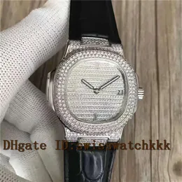 Yeni 5719 Tasarımcı Diamond Watch Cal 324SC Otomatik 28800vph 18k Platium Kılıf Safir Kristal Deri Kayış Güç Rezervi Su 294T