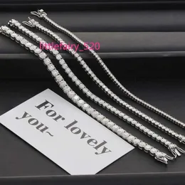 Pendanthalsband 2mm 3mm 4mm 5mm VVS runda Moissanite Tennis Armband Silver925 Hip Hop Style Jewelry Factory Price Tennis Chain Chain