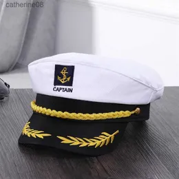 1 peça para adulto Iate Barco Navio Marinheiro Capitão Traje Chapéu Marinha Almirante Náutico Decorações de Festa Unissex Chapéu Bordado