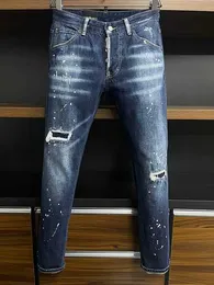 Amirs Mor Jeansdesigner Erkek Kot High Street America Erkekler İçin Nakışlar Büyük Yırtıcı Yama Deliği Denim 2023 Yeni Moda Sokak Giyseni Sıska İnce Penci Ahrx