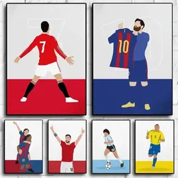 Modernes Fußball-Sportstar-Leinwandgemälde, Poster und Druck, Fußballspieler-Figuren, Kunst-Wandbilder für Wohnzimmer, Jungen-Schlafzimmer, Geschenk-Dekoration w06