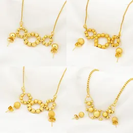 Серьги ожерелья устанавливают 2PC Ювелирные изделия для женщин с золоты